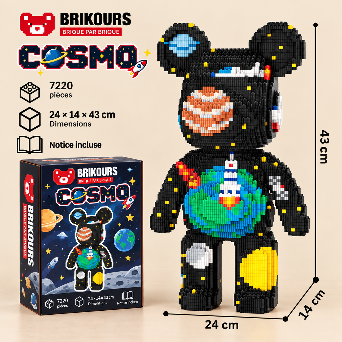 Ours géant à construire – 5 000+ briques | Brikours